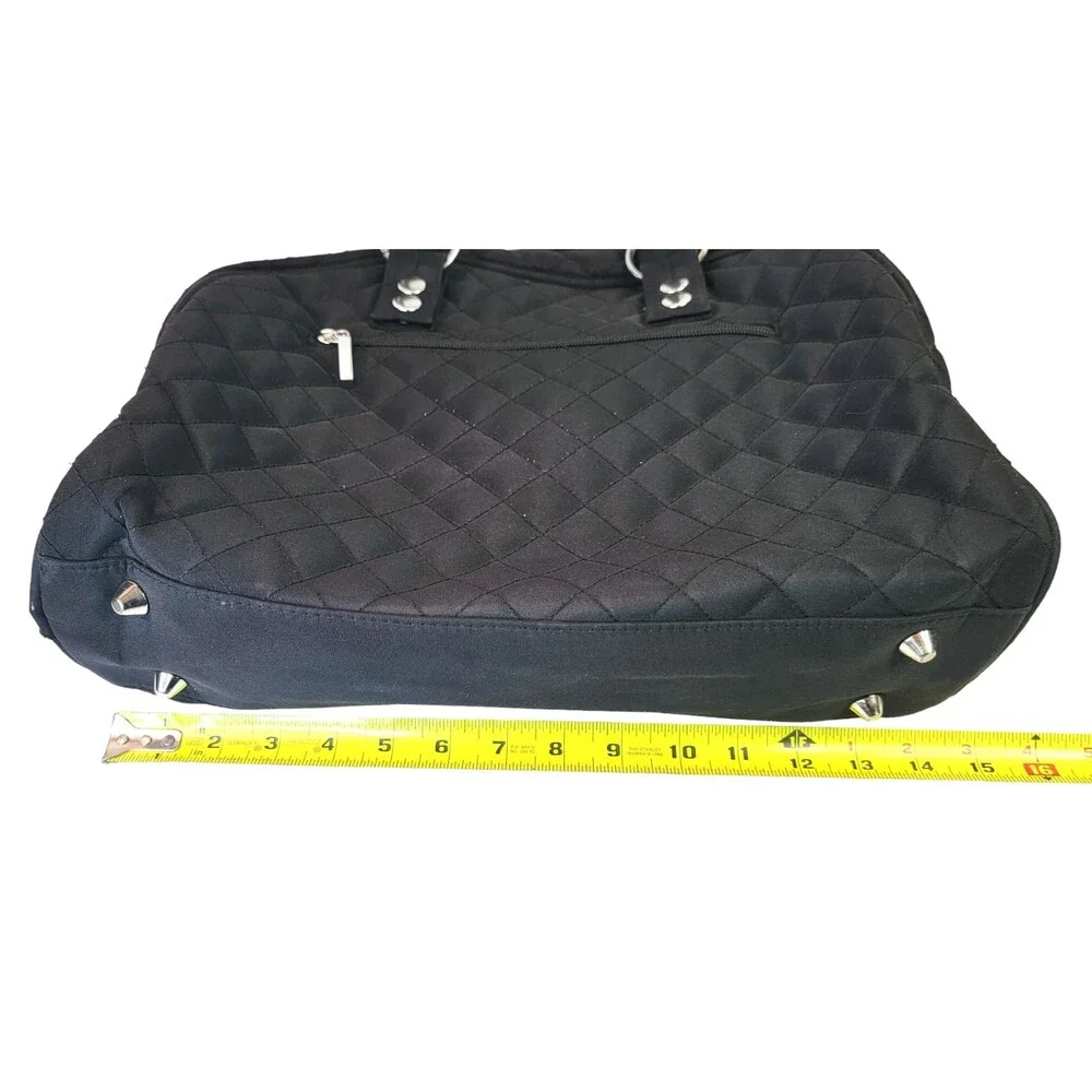 JP Lizzy Bowler Type Large Diaper Bag Black Changing Pad Quilted Zippered